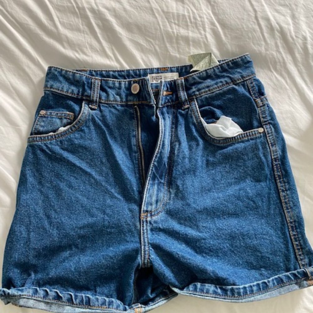 Zara Dark Denim High Waisted Shorts